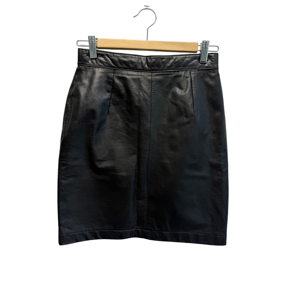 Marc By Andrew Marc Leather Skirt High Waisted 8 Black Womens